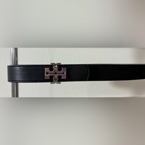 Tory Burch Reversible Leather Belt Sz XL Black and Taupe